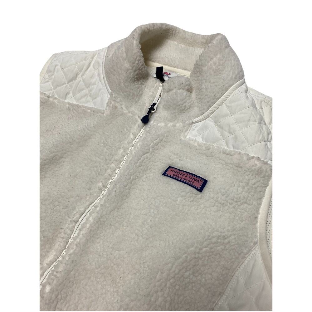 Vineyard Vines Sea View Sherpa Quilted Zip Up Vest Women’s Size Large